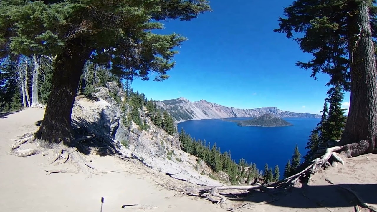 360 4K Crater Lake Discovery Point Trail, Oregon, USA