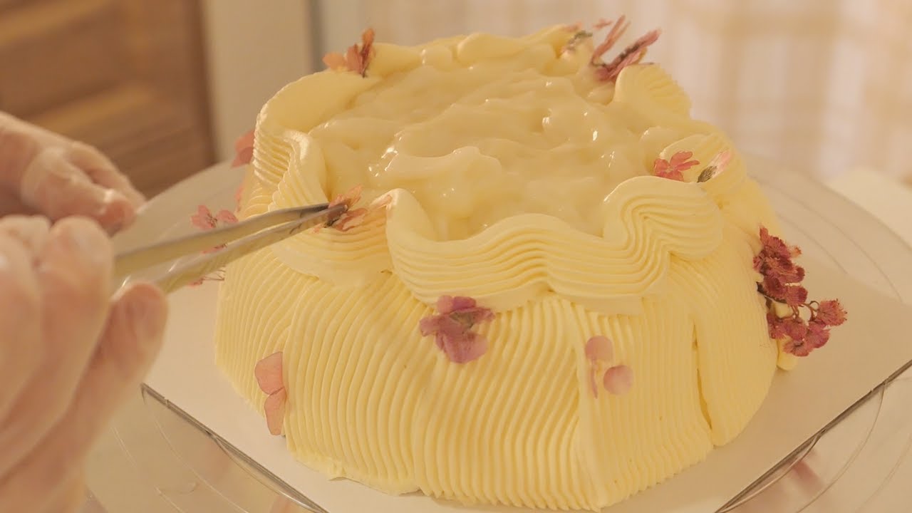 thai coconut cake recipe + aesthetic cake tutorial ❀ blooming spring love cake [real baking sounds]