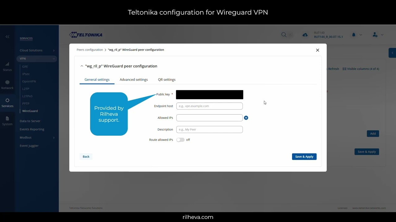 Rilheva IIoT Platform - Teltonika configuration for Wireguard VPN