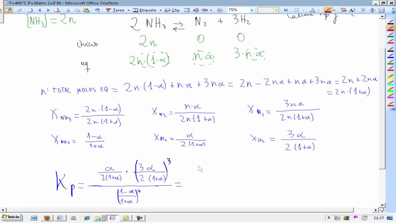 Calcula Kc dado el grado de disociacion Quimica 2º Bachillerato AINTE