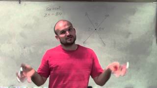 Solve for x and y using vertical angles and linear pair