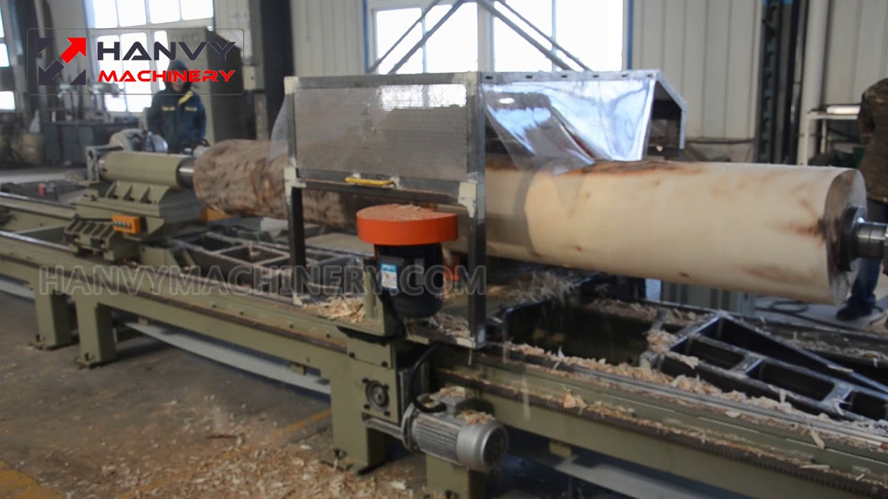 Log home machinery Log lathe log rounding machine - YouTube