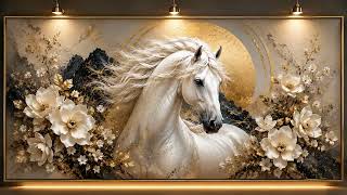 Majestic White Horse | Relaxing 4K Wall Art ✨ Luxury Home Decor & Elegant Floral Canvas #frametvart