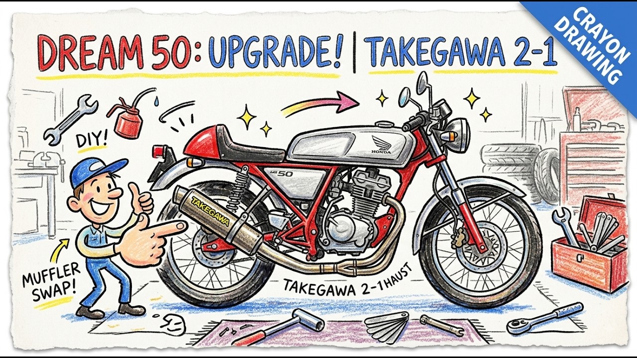 Honda DREAM50 AC15 武川マフラーに交換！2-into-1 Exhaust Sound