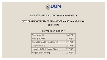 Development of Trade Balance of Malaysia and China: 2010 - 2020 - Group 9