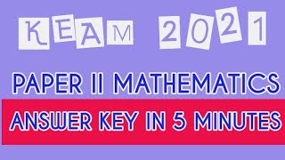 KEAM 2021 PAPER 2 MATHEMATICS ANSWER KEY