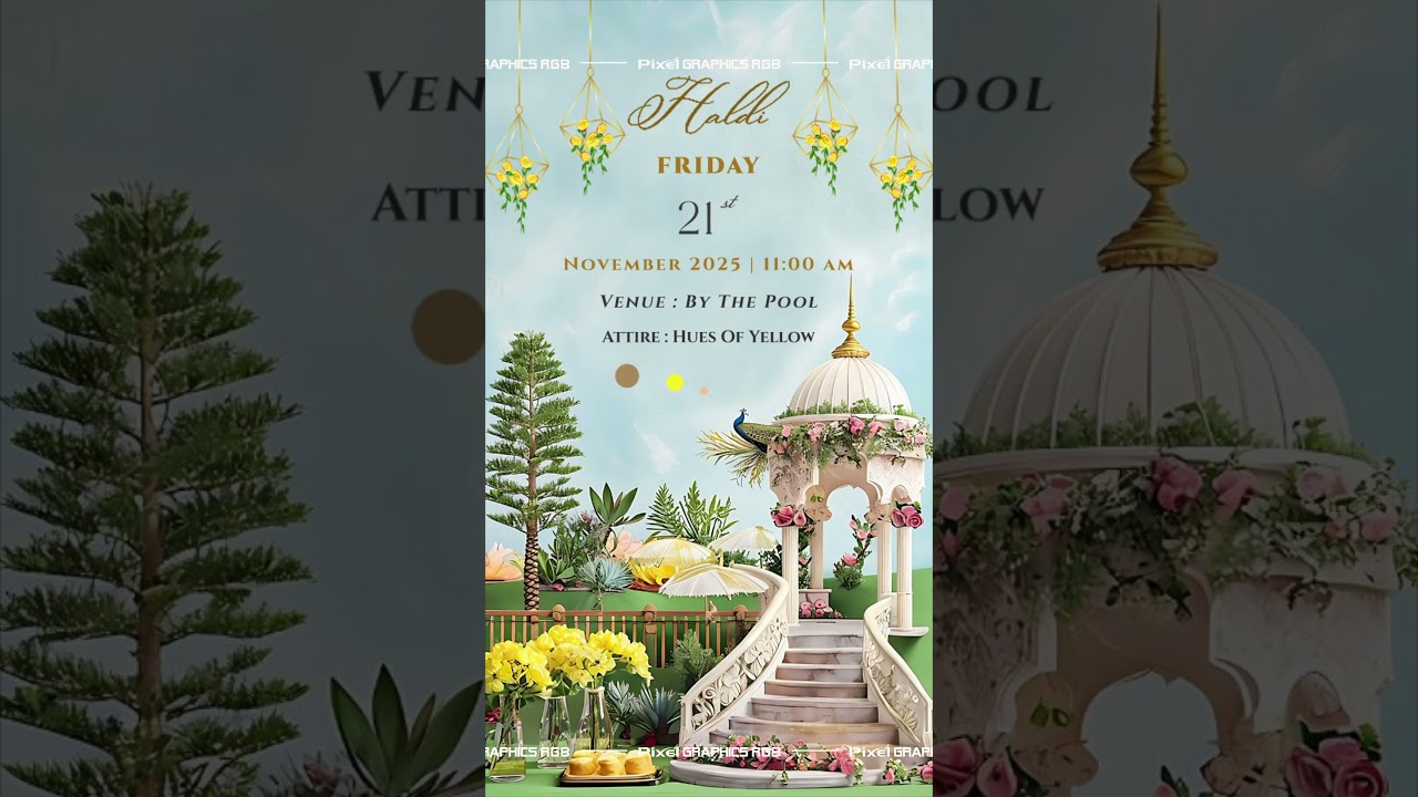 Haldi Ceremony Digital Invitation | Vibrant Yellow Theme Wedding Card | Designer Template