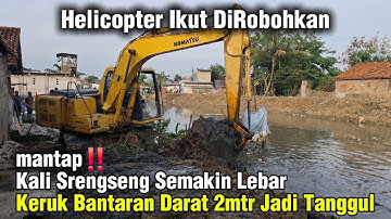 Mantap‼️ Excavator Lebaarkan Kali Srengseng Keruk Bantaran Darat 2mtrJadikan Tanggul #dedimulyadi