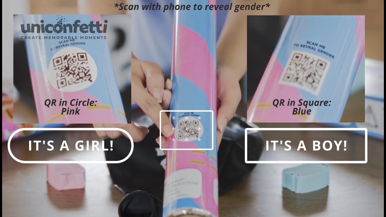 JAPJA Gender Reveal Powder Cannon and Girl or Boy Confetti Balloon