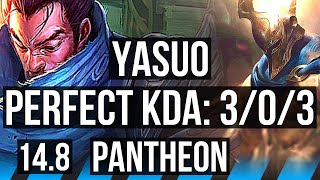 YASUO vs PANTHEON (MID) | Rank 6 Yasuo, 3/0/3 | JP Grandmaster | 14.8