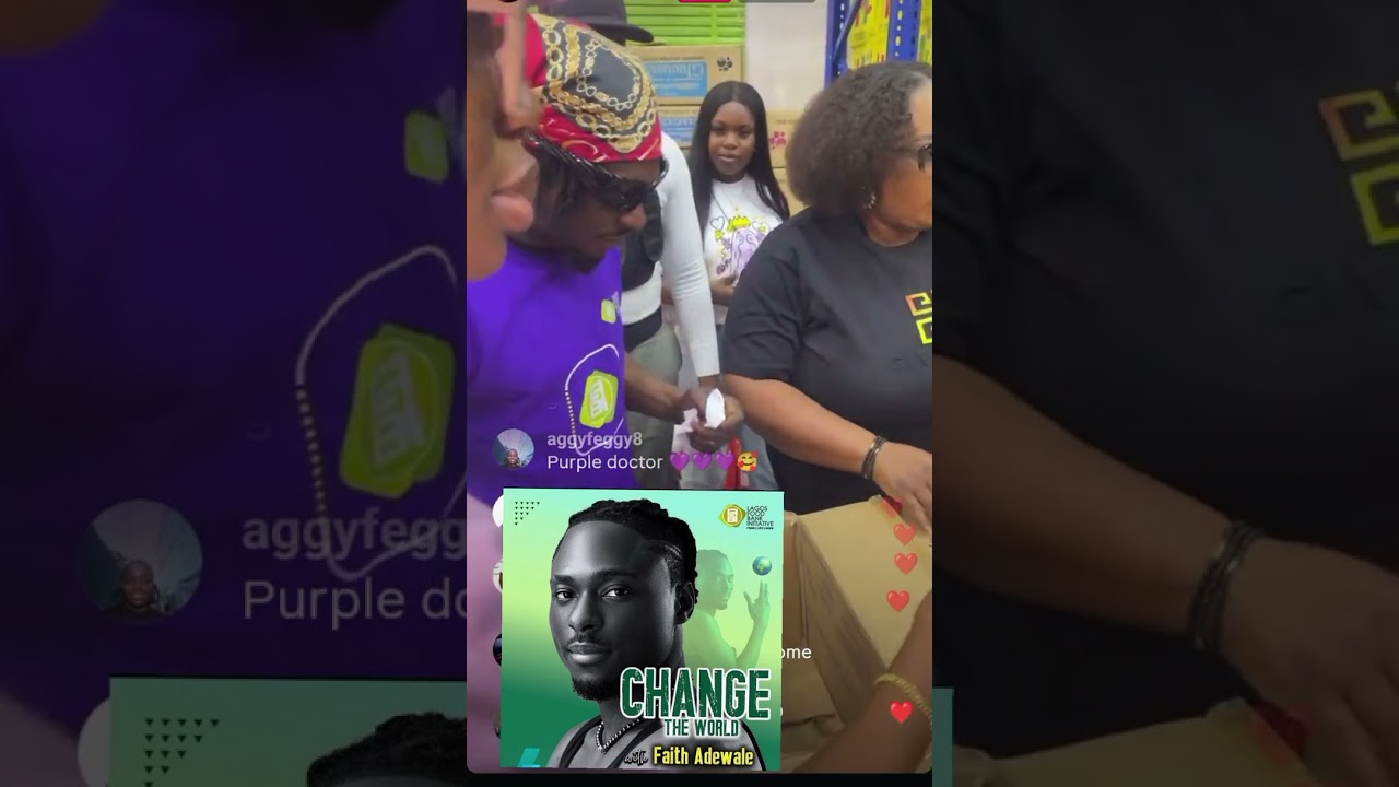Faith Adewale and his fans packaging food items that will be shared to different families.