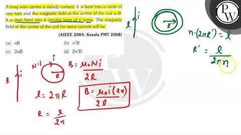 A long wire carries a steady current. It is bent into a circle of o...