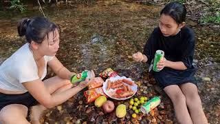 Weekend vacation of mother and daughter, Camping 🏕️🌴 out on the stream and cooking outdoors