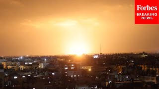 Israeli Airstrikes Light Up The Night Above Gaza Strip In Response To Hamas Attacks