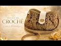 Bolsa de crochê dourada fio luxo .