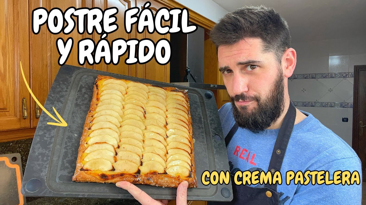 HOJALDRE DE MANZANA con CREMA PASTELERA🤤 | Postre RÁPIDO Y FÁCIL de hacer🔥