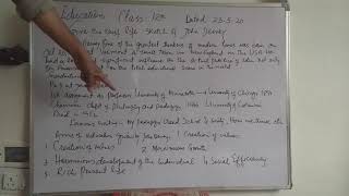 Class.12th subject Education Topic:- Brief life sketch of John Dewey  vd Aims of Education