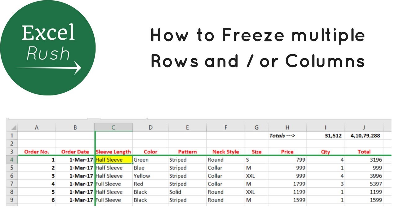 How To Freeze Multiple Rows And Or Columns In Excel Using Freeze Panes