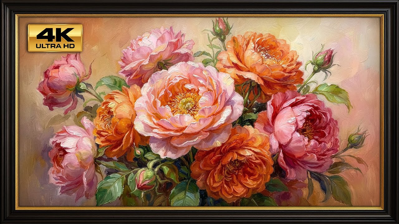 Framed Floral Art | Rose Bouquet | 4K Samsung TV Screensaver