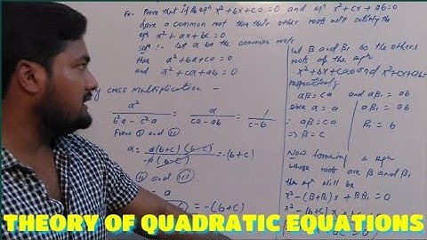 THEORY OF QUADRATIC EQUATIONS ( QUADRATIC EQUATIONS HAS ONLY TWO ROOTS)