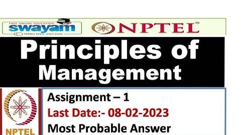 Principle of Management | Assignment 1| Most Probable Answer | Nptel 2023  #nptel #assignment