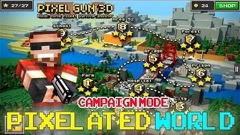 Pixel Gun 3D Gameplay Part 1 Pixelated World Version 10.0.4 9 levels Pixelated World Completed