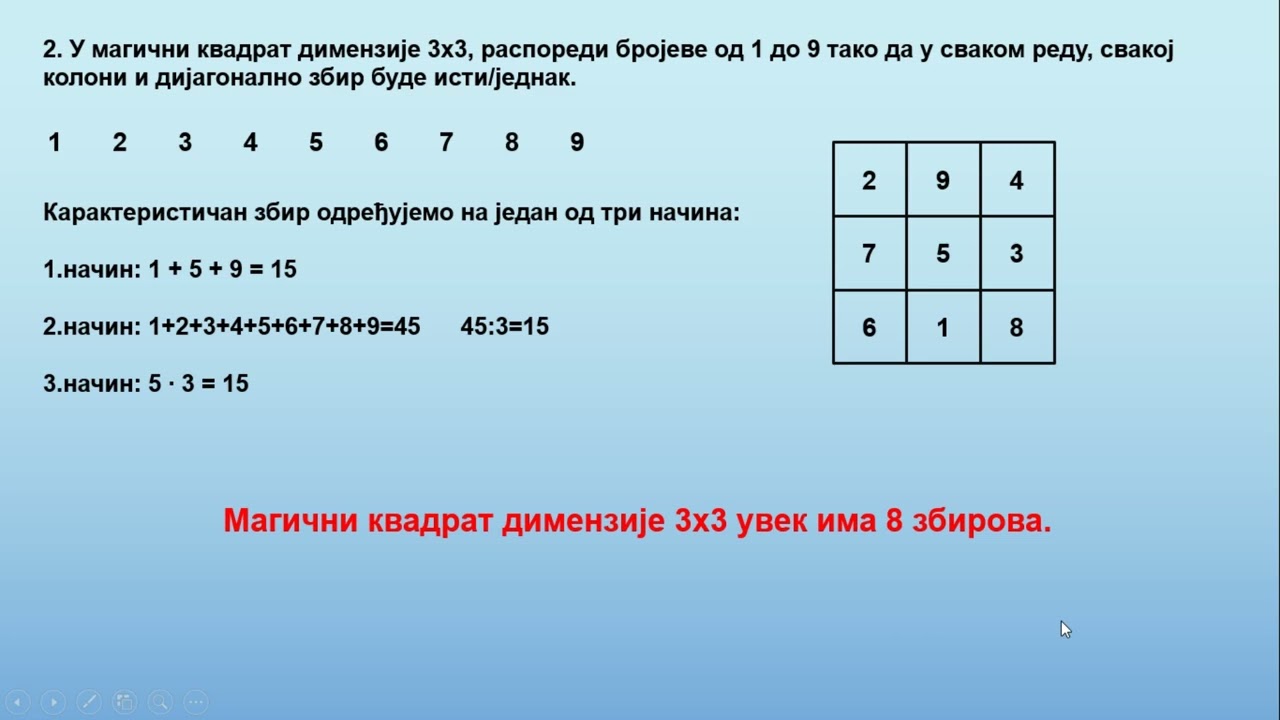 Магични квадрат димензије 3х3