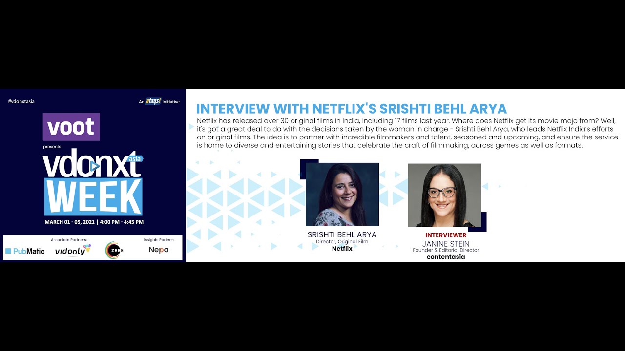 afaqs! vdonxt asia week INTERVIEW WITH NETFLIX'S SRISHTI BEHL ARYA