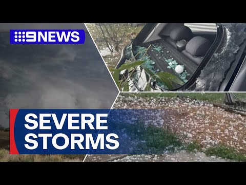 Hail and lightning hit Queensland as residents brace for 'super cell' storm | 9 News Australia