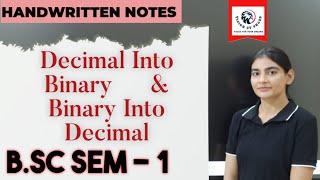 B.Sc Sem-1|Convert Decimal Into Binary & Binary Into Decimal in integer and fractions with examples