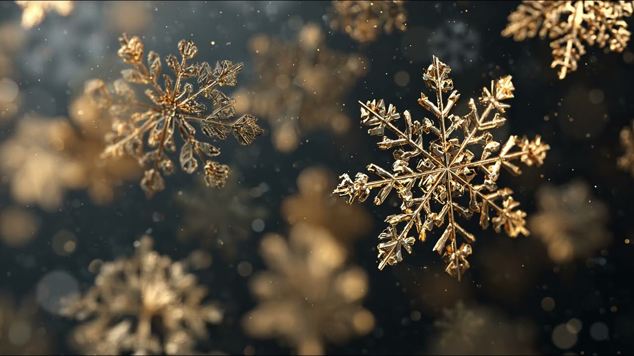 Golden Snowflakes ❄️ Silent Live Wallpaper | 60 Minutes Ambient TV | Slow Pace World