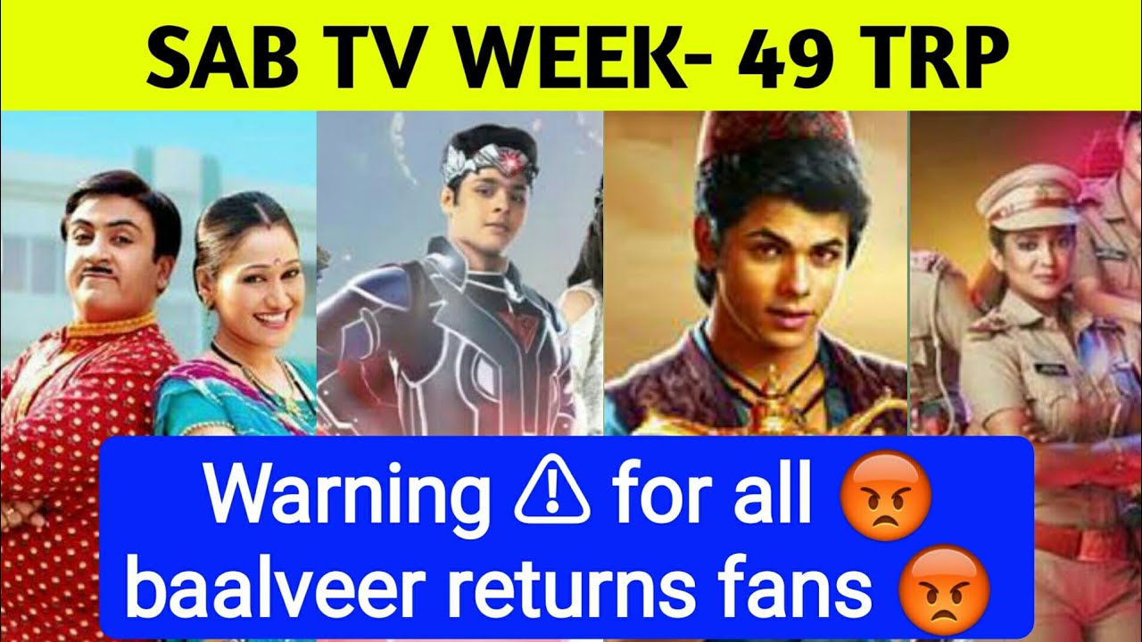 sab tv week 49 trp list | baalveer returns, aladin, maidam sir, hero gayab mode on, tera yaar hu mai