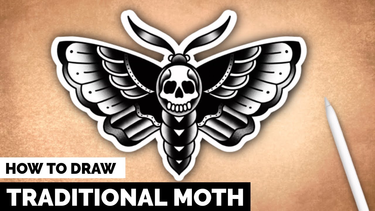 How to Draw a Moth Old School Style  Quick Tattoo Drawing Tutorial   YouTube