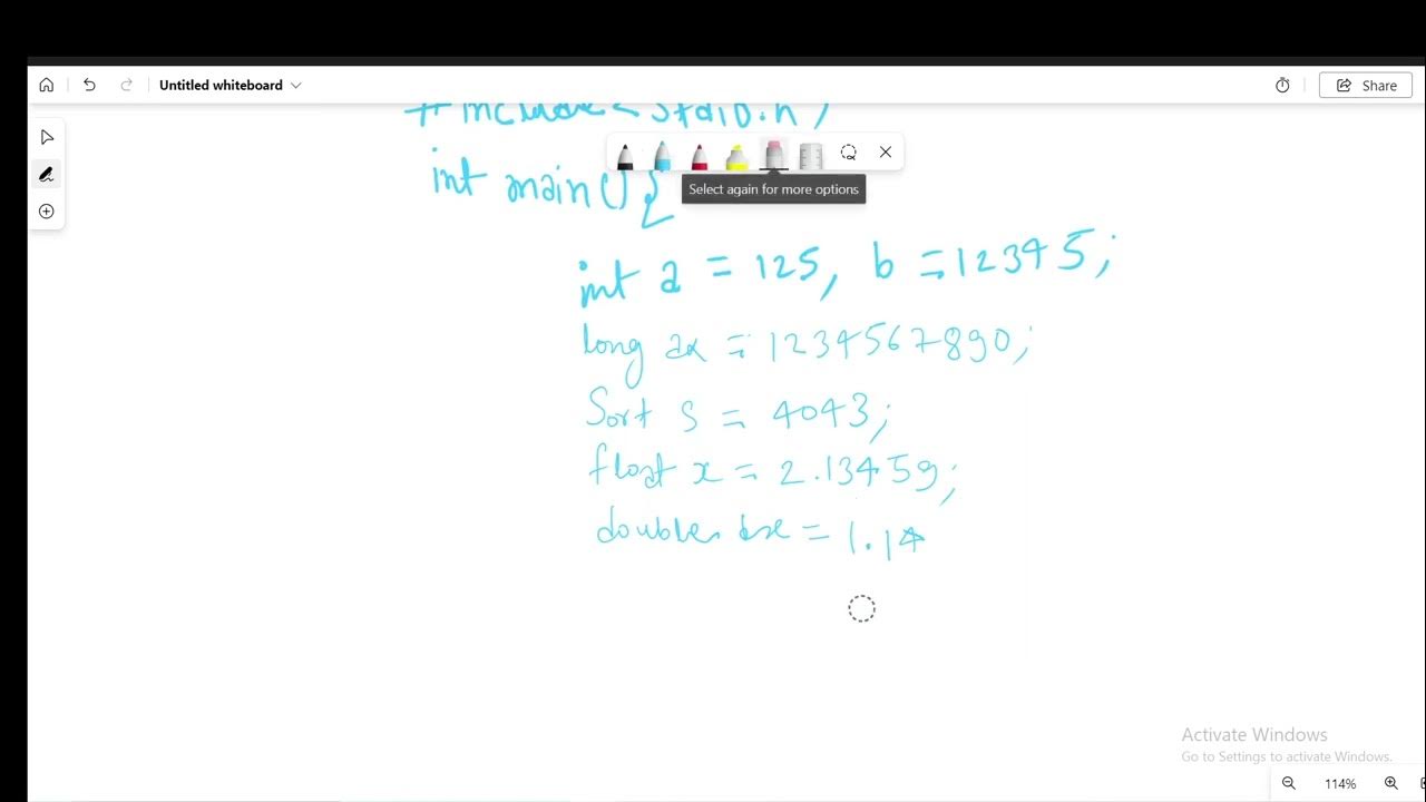 Write a C program to display multiple variables. Sample variables are ...