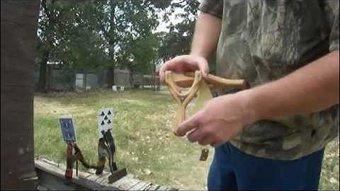 Nice Bent Wood slingshots from Nevada, shooting at playing cards