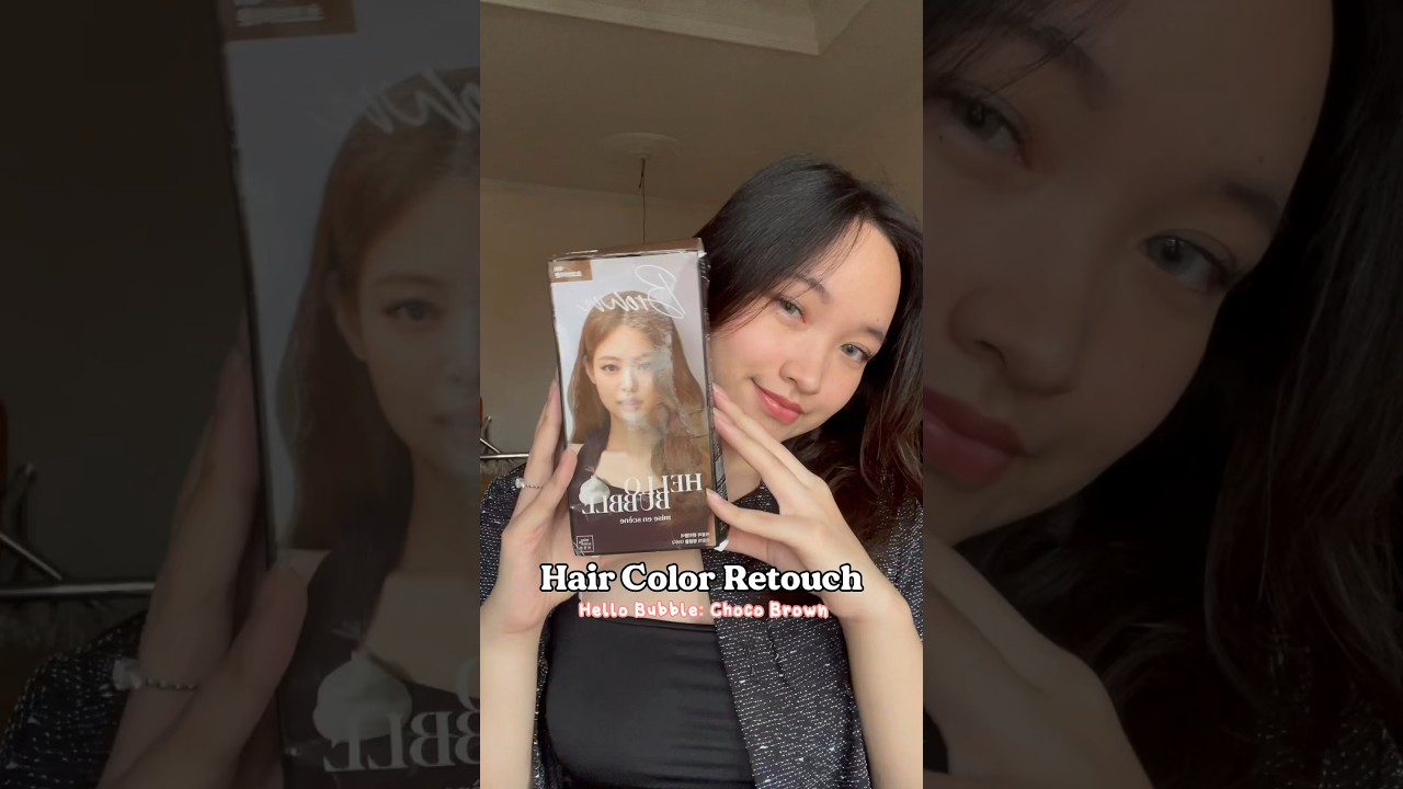 Hair color retouch using hello bubble choco brown 