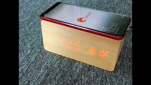 LED Wooden Alarm Clock With QI Wireless Mobile Phone Charger