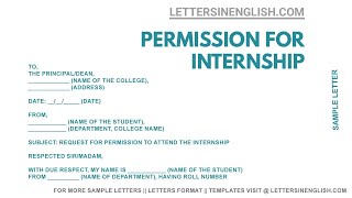 Request Letter To College Principal Asking Permission For Internship Letters In English