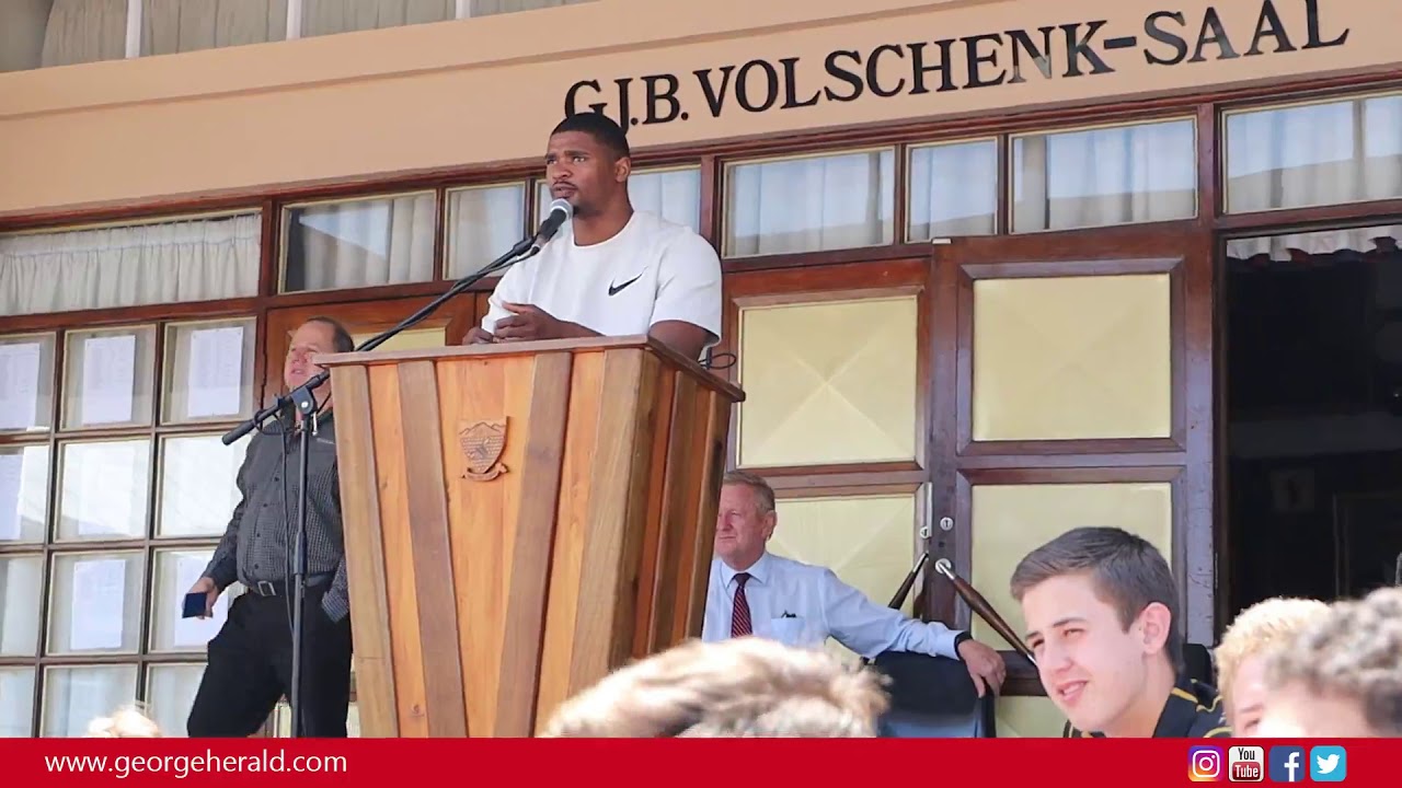 Warrick besoek Outeniqua Hoërskool