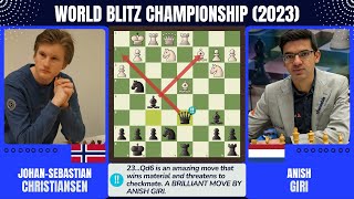 Chess Game | Johan-Sebastian Christiansen vs Anish Giri | World Blitz Championship 2023