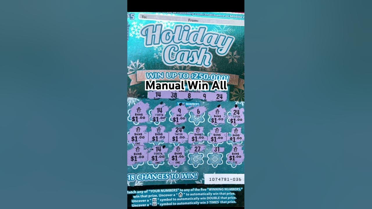 HOLIDAY CASH MANUAL WIN ALL scratchcards scratchers 