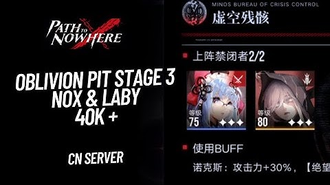 [Path to Nowhere CN] Clearing Stage 3 in Oblivion Pit using Nox and Labyrinth | 40k+