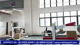 Complete Packaging Line | Unpacking + Automatic Folding & Sealing + Strapping Machine | Createc