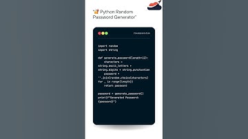 "🔐 Python Random Password Generator | Short Code Snippet | #Python #Programming #Shorts"