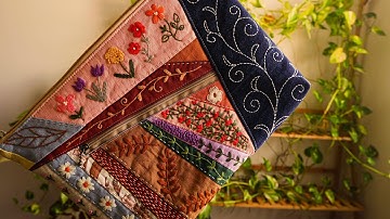 How beautiful old jeans combining scrap fabric and hand embroidery