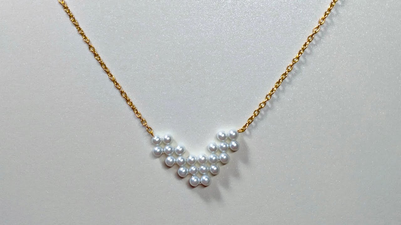 membuat kalung manik manik liontin hati