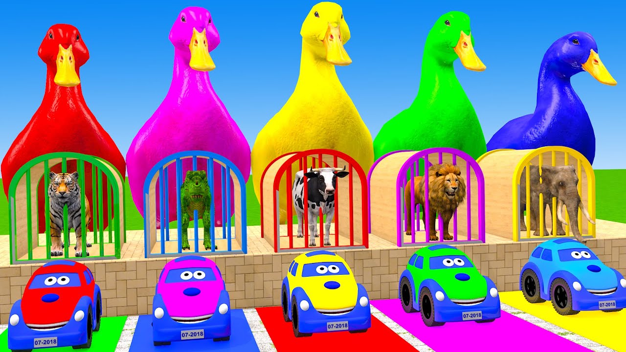 Long Slide Game With Cow Elephant Gorilla Hippopotamus Tiger 3d Animal Game Funny 3d Animals