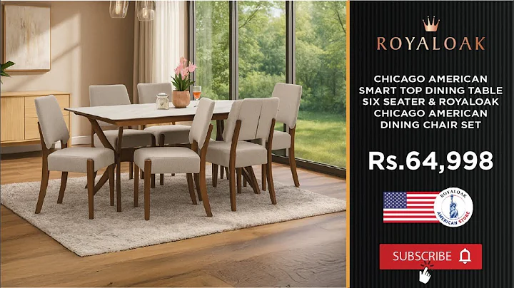 Royaloak Chicago American Smart Top Dining Table Six Seater & Royaloak Chicago American Dining Chair