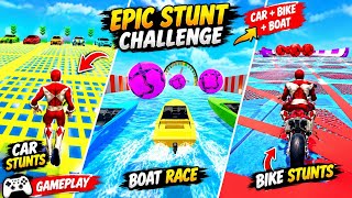 🔥 EPIC STUNT CHALLENGE | CAR 🚗 BIKE 🏍️ BOAT 🚤 RACING GAMEPLAY 🔥 screenshot 2