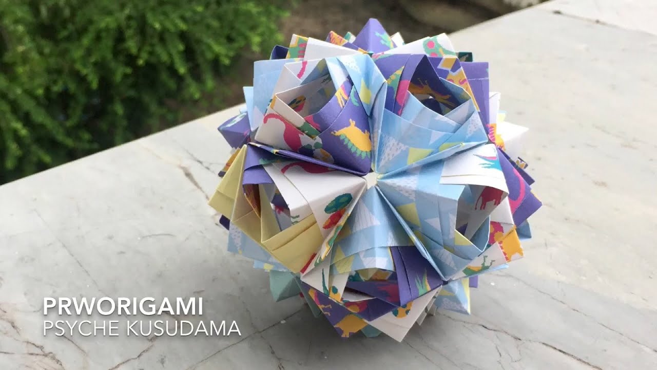 Psyche Kusudama - PrwOrigami Folding Tutorial 【くす玉・折り紙】